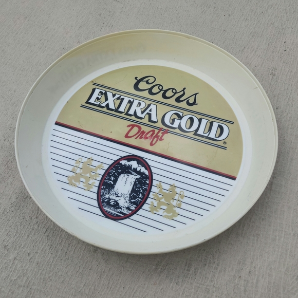 Vintage Coors Extra Gold Draft Promotional Round Beer Tray - Picture 2 of 8